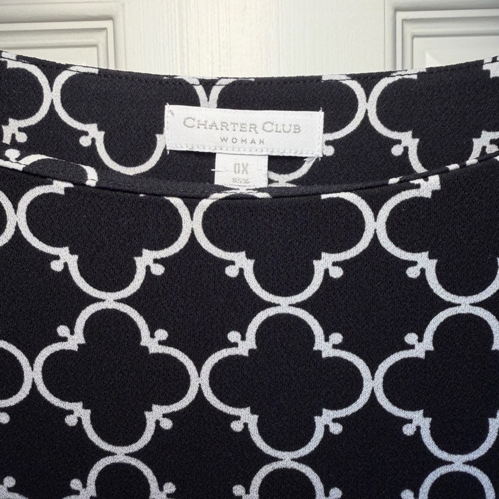 Charter Club Black and White Patterned Tunic Top - Picture 6 of 8